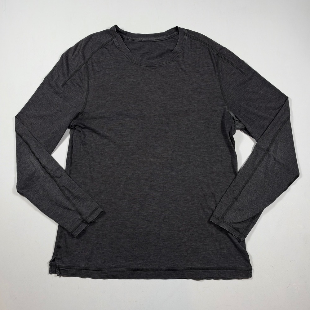 Lululemon Long Sleeve Shirt Mens Small Metal Vent Tech Crew Neck Heathered Black